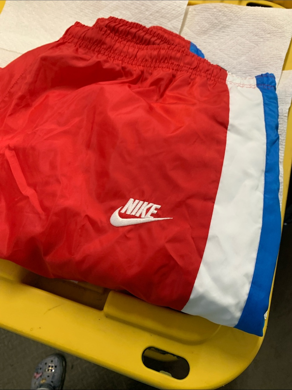 Nike XXL Red Track Pants with Blue and White Side Panels Mesh lining. - Picture 4 of 4